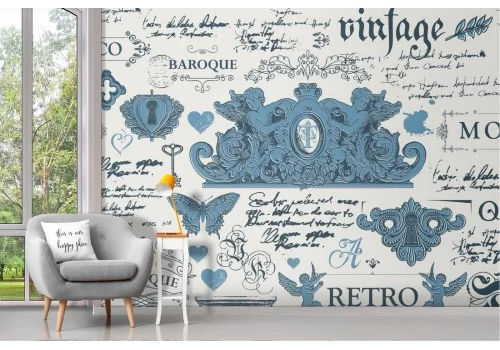 Retro vintage lettering wallpaper decoration styles.