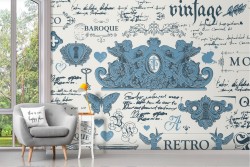 Retro vintage lettering wallpaper decoration styles.