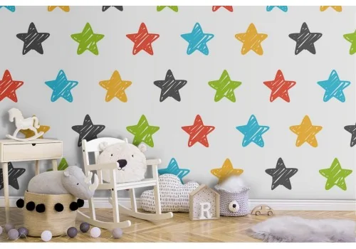Stylized star polka dot wallpaper for children.