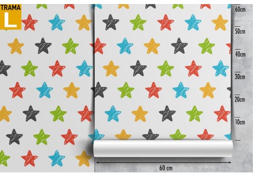 Carta da Parati stelle stilizzate a pois bambini. 2