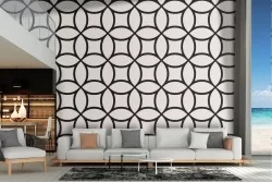 Geometric circles vintage wallpaper decoration.