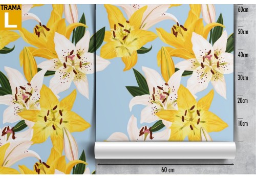 Wallpaper with white and yellow flowers pattern. 2