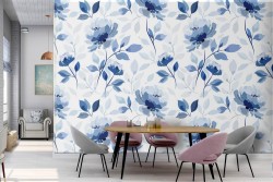 Blue flowers pattern wallpaper.