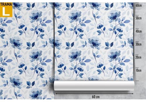 Blue flowers pattern wallpaper. 2