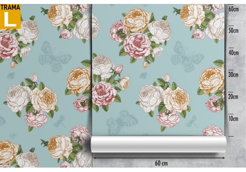 White flowers wallpaper on a blue background. 2