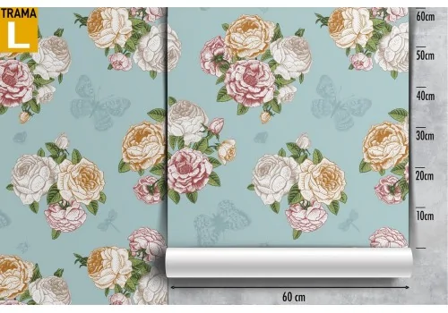 White flowers wallpaper on a blue background. 2