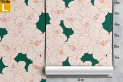 Carta da Parati fiori stilizzati rosa decorazione.