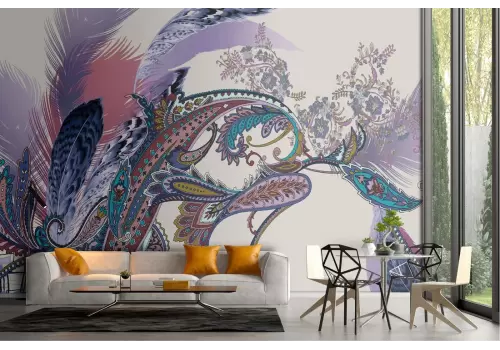 Carta da Parati decorazione fiori vintage astratta 2