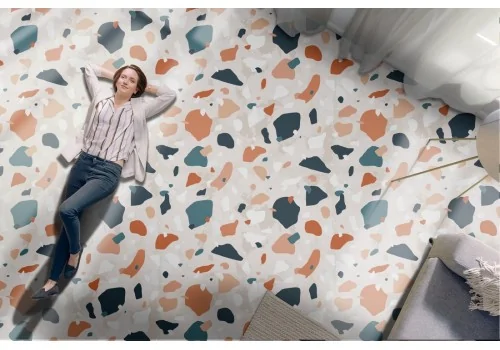 Wallpaper with faux marble surface texture.