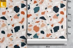 Wallpaper with faux marble texture surface.