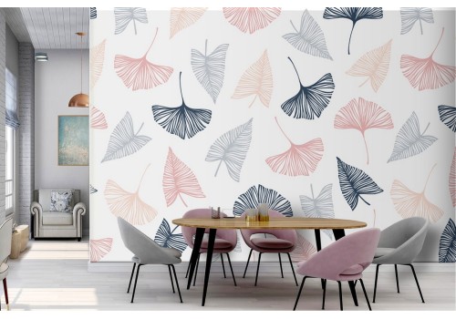 Wallpaper stylized leaves modern nature pattern.