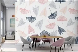 Carta da Parati foglie stilizzate pattern natura moderna.