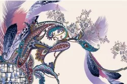 Carta da Parati Design e Stili Flora e Fauna Astratta Fiori Foglie Natura Vintage