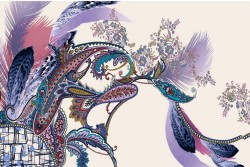 Wallpaper Design and Styles Abstract Flora and Fauna Flowers Leaves Nature Vintage