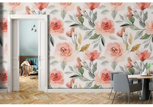 Carta da Parati fiori rosa pattern.