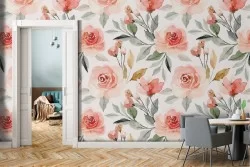 Carta da Parati fiori rosa pattern.