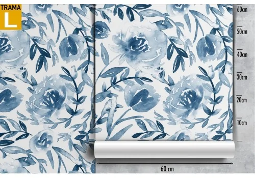 Carta da Parati rose blu pattern raffinato. 2