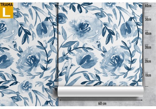 Refined blue roses wallpaper pattern. 2