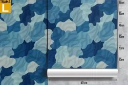 Carta da Parati nuvole astratte colore blu.