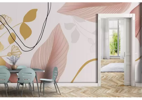 Carta da Parati decorazione astratta foglie natura 2