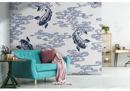 Oriental decoration wallpaper carp nature.