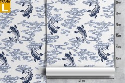 Carta da Parati decorazione orientale carpe natura.