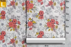 Carta da Parati fiori vintage stilizzati.