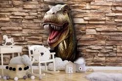 Carta da Parati 3D dinosauro texture mattoni