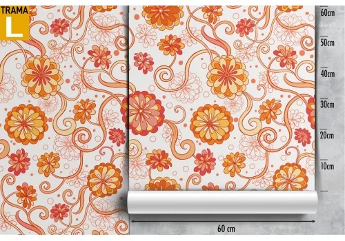 Wallpaper with stylized orange flowers pattern. 2