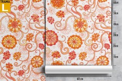 Carta da Parati fiori arancioni stilizzati pattern.