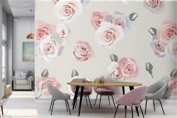 Elegant white roses wallpaper pattern.
