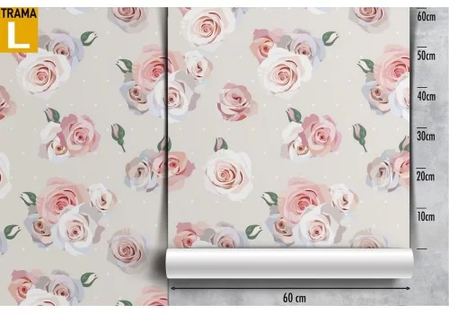 Carta da Parati eleganti rose bianche pattern. 2