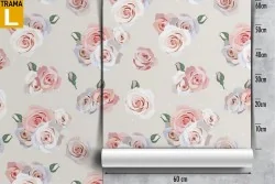 Elegant white roses wallpaper pattern.
