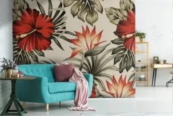 Carta da Parati fiori tropicali pattern natura.