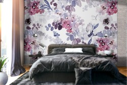 White and pink roses wallpaper refined pattern.