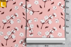 Carta da Parati fiori ciliegio bianco sfondo rosa.