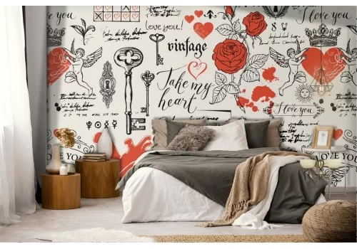 Carta da Parati scritte fantasia decorazione.