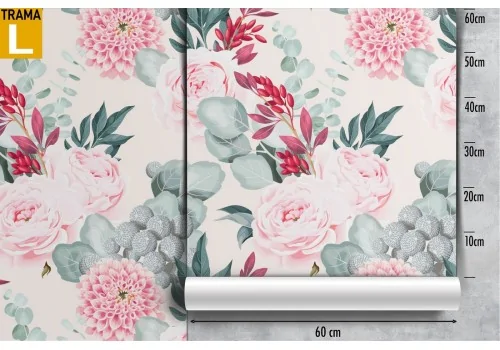 Carta da Parati fiori rosa pattern raffinato. 2