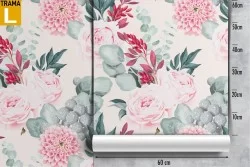 Refined pink flower wallpaper pattern.