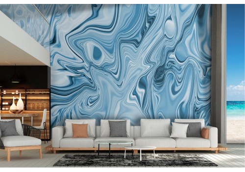 Abstract blue waves wallpaper decoration