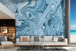 Abstract blue waves wallpaper decoration
