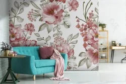 Refined pink flowers wallpaper pattern.