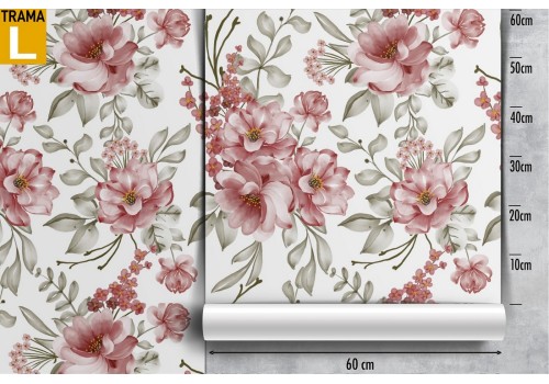 Refined pink flowers wallpaper pattern. 2