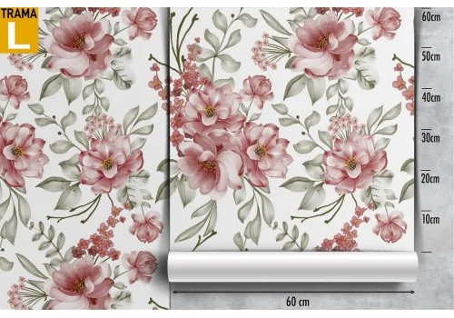 Refined pink flowers wallpaper pattern. 2
