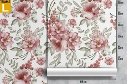 Refined pink flowers wallpaper pattern.