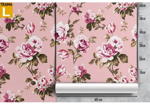 Refined wallpaper with pink flower pattern. 2