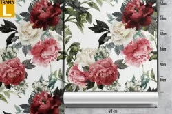 Carta da Parati rose decorazione vintage fondo bianco.