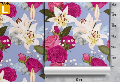 Fuchsia and white flowers wallpaper modern design. 2