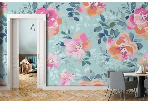 Orange roses wallpaper nature pattern.