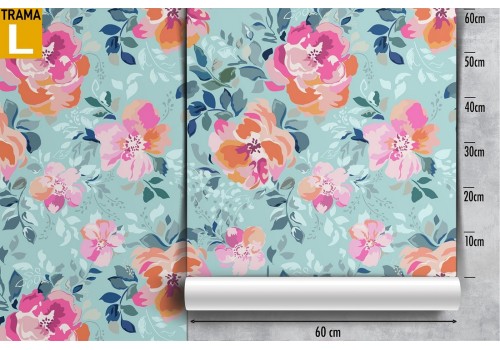 Carta da Parati rose arancione pattern natura. 2